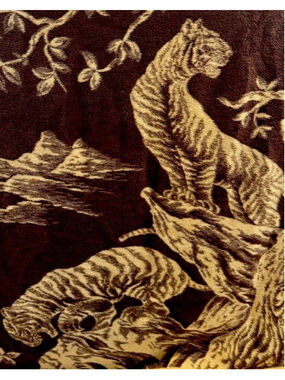 Vintage Tiger Blanket Korean Mink StylePlush Throw Brown Tan San Marcos 74x60